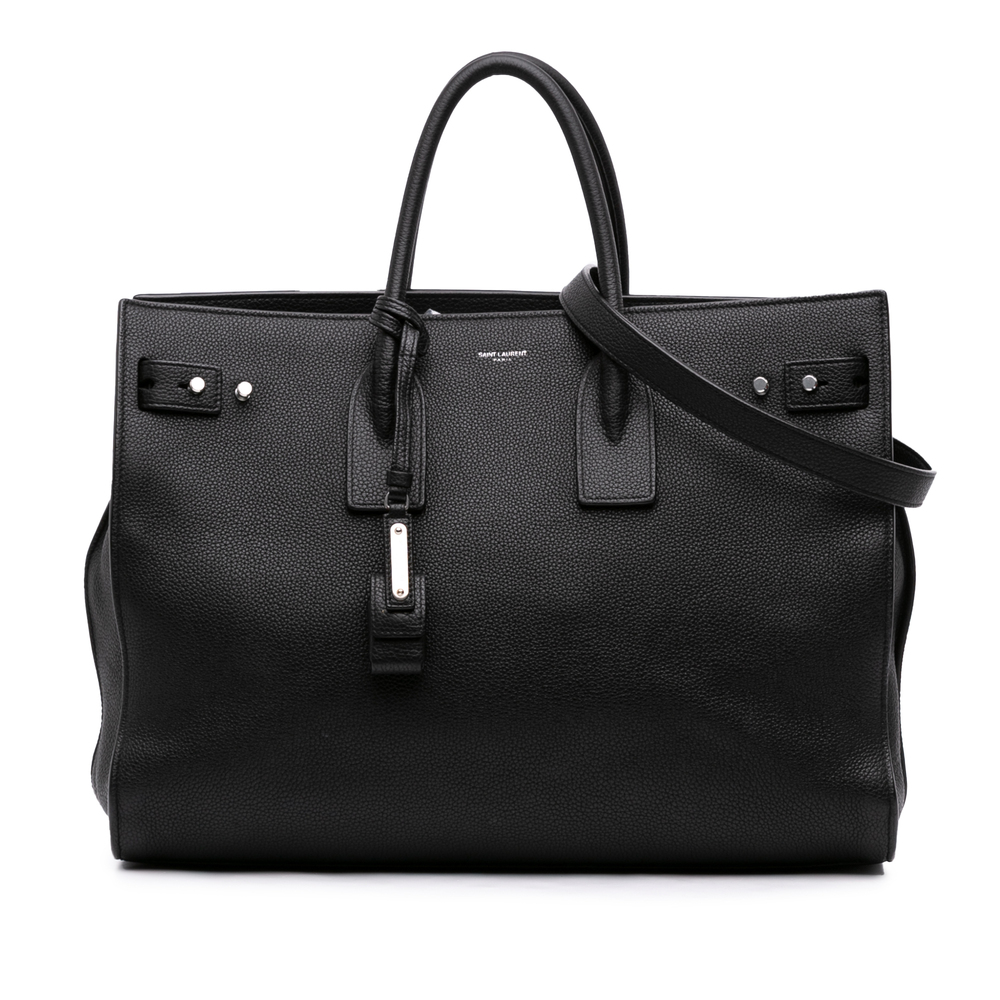 Pre-Loved Saint Laurent Large Supple Grained Calfskin Sac De Jour Satchel